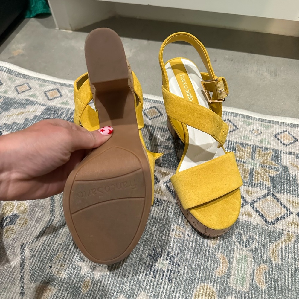 Franco Sarto Yellow Sandals Minimalist Slip-On